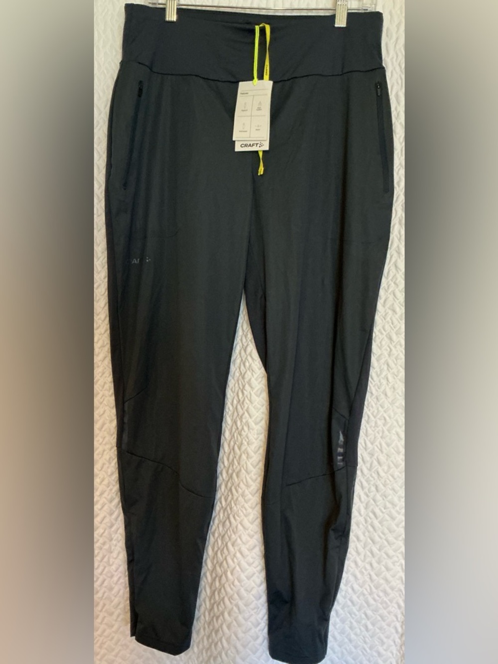 Craft Black Track Joggers with Yellow Drawcord